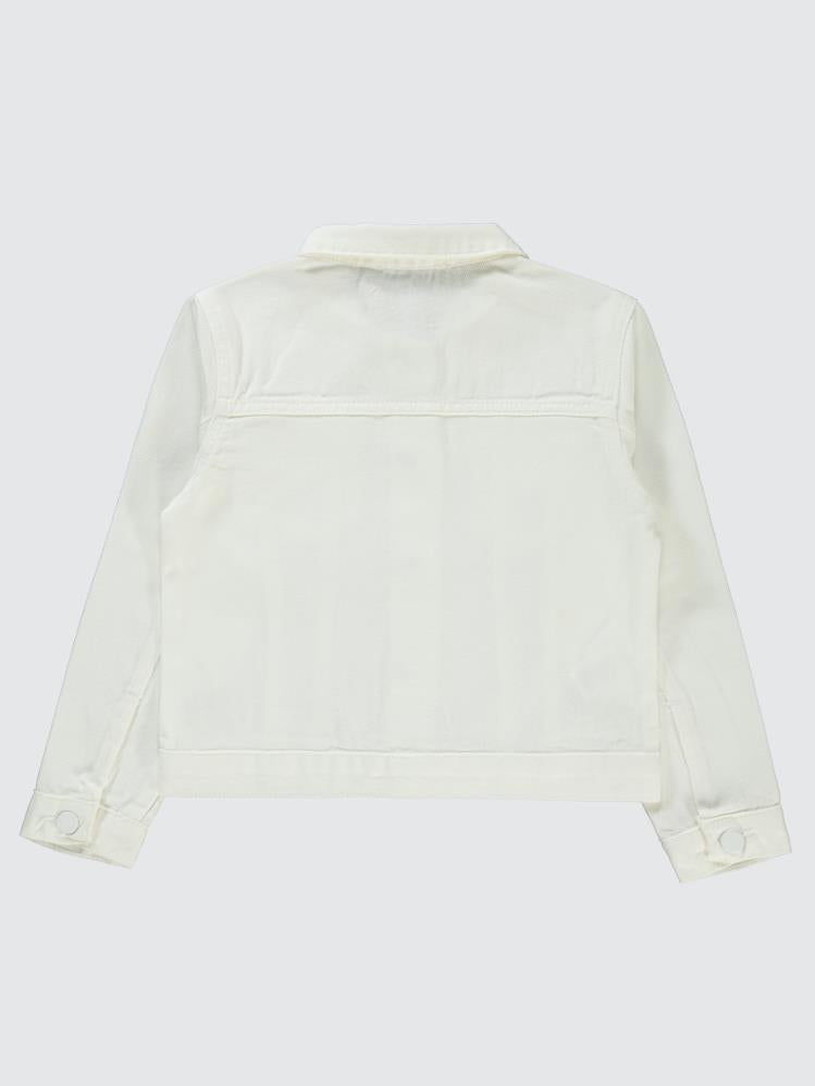 Civil Girls Çiçek Nakışlı 6-9 Yaş Ceket - Beyaz