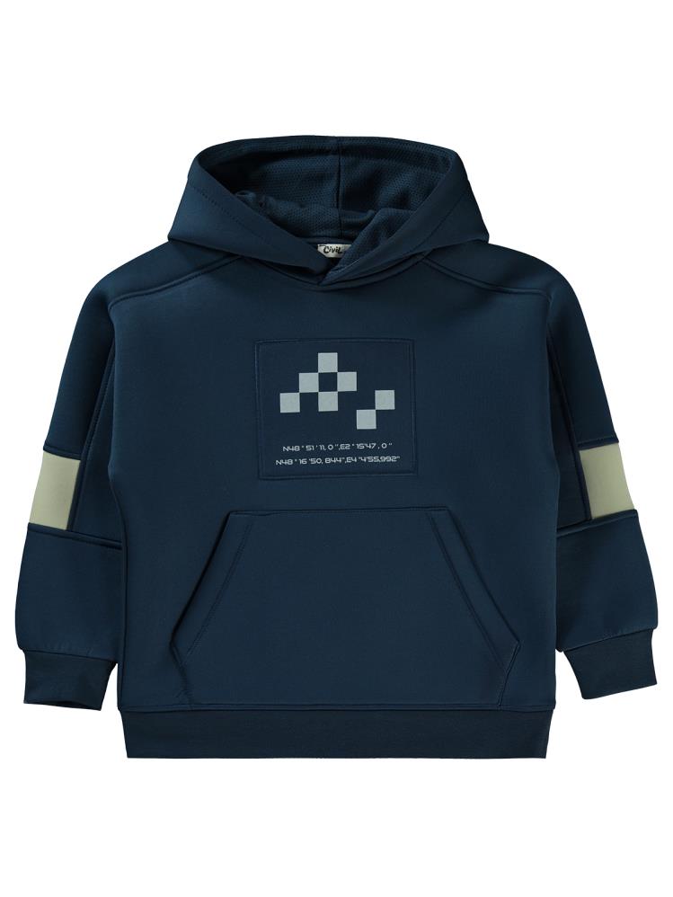 Civil Boys Kordinat Baskılı 6-9 Yaş Sweatshirt - Gri