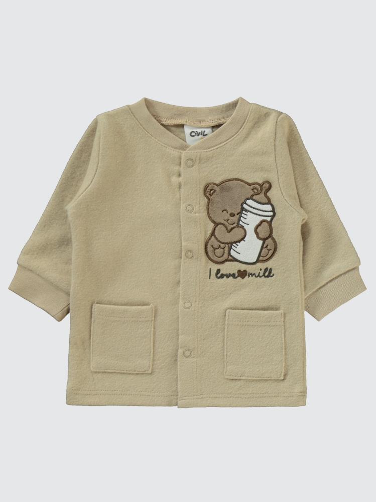 Civil Baby Ayıcık Nakışlı 1-6 Ay Pijama Takımı - Kahverengi