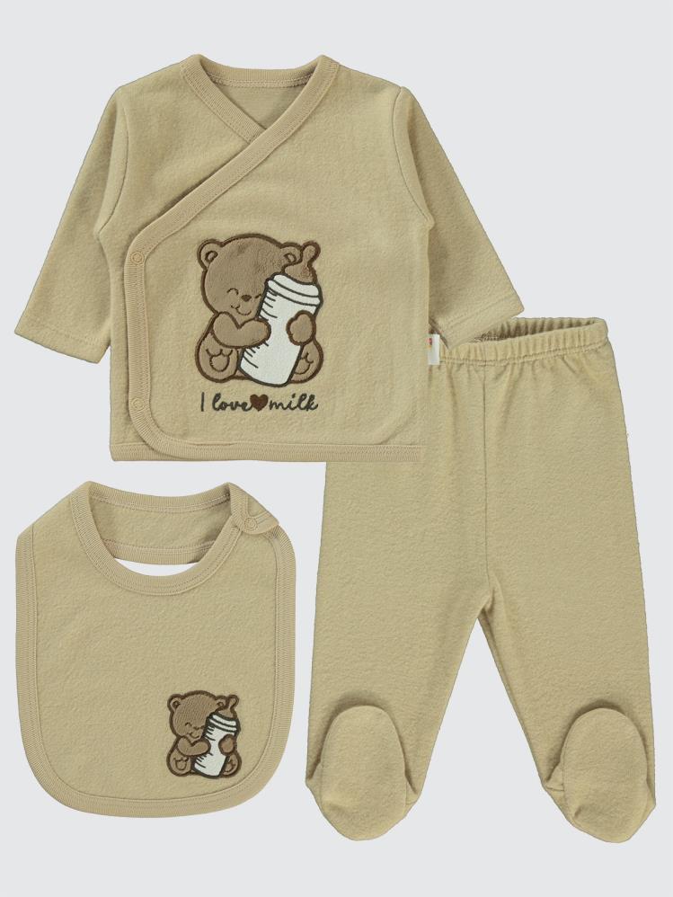 Civil Baby Ayıcık Nakışlı Zıbın Takımları - Kahverengi