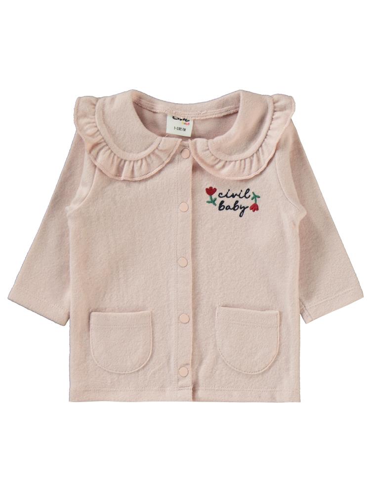Civil Baby Çiçek Nakışlı 1-6 Ay Pijama Takımı - Pudra