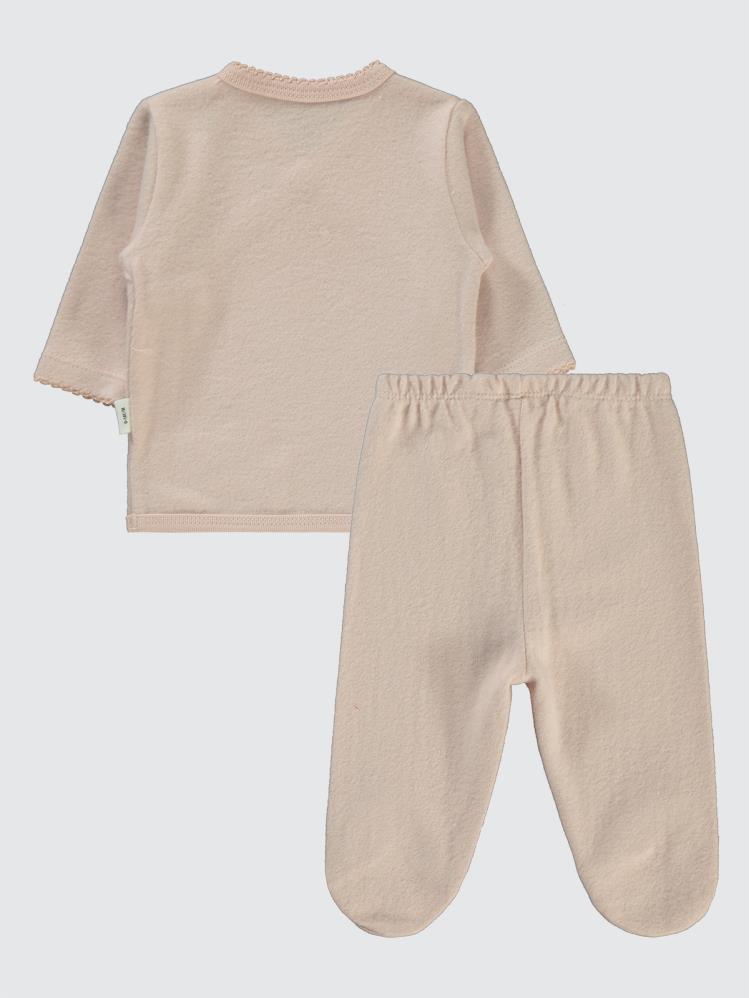 Civil Baby Çiçek Nakışlı Zıbın Takımları - Pudra
