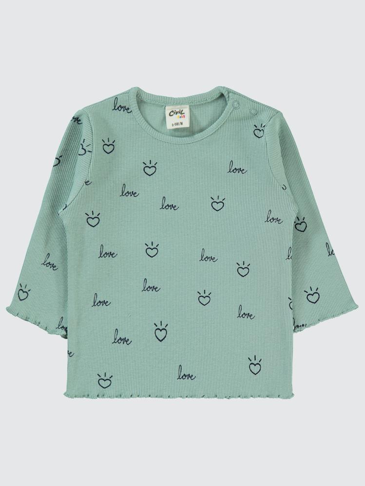 Civil Baby Love Kalp Empirme 6-18 Ay Sweatshirt - Yeşil