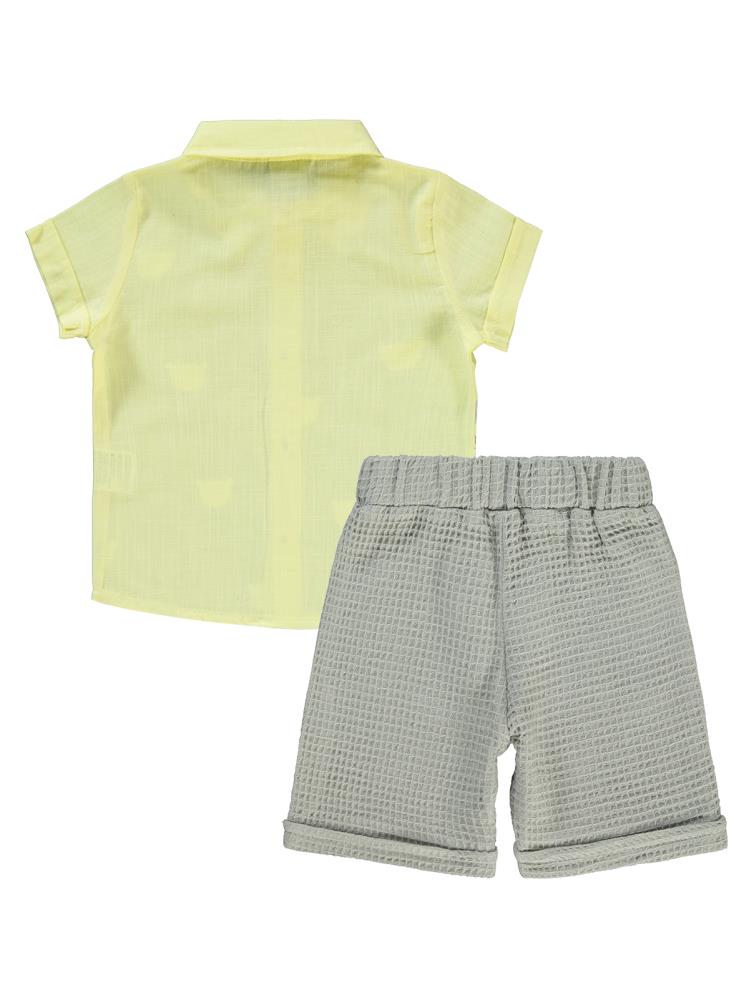 Kumru Little Wild One Baskılı Papyonlu 6-18 Ay Takım - Sarı