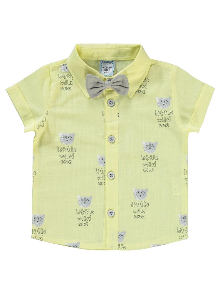 Kumru Little Wild One Baskılı Papyonlu 6-18 Ay Takım - Sarı