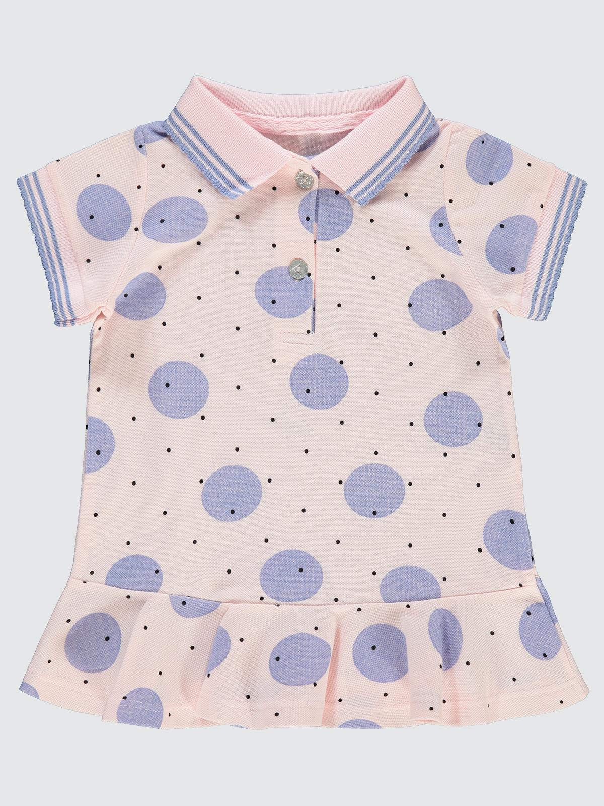 Kumru Puantiye Nokta Baskılı 6-18 Ay Elbise - Pembe