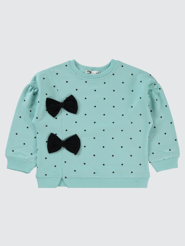 Civil Girls Mobil Fiyonklu 2-5 Yaş Sweatshirt - Mavi