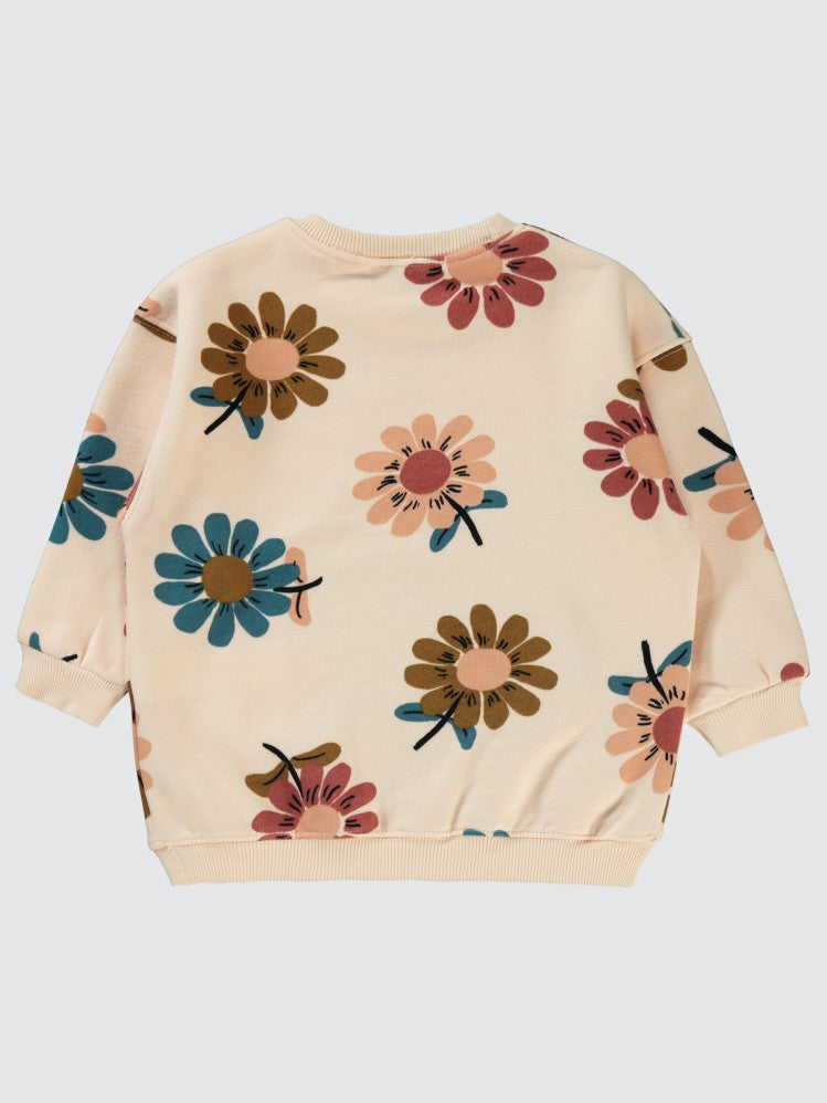 Civil Girls Çiçek Empirme 2-5 Yaş Sweatshirt - Pudra