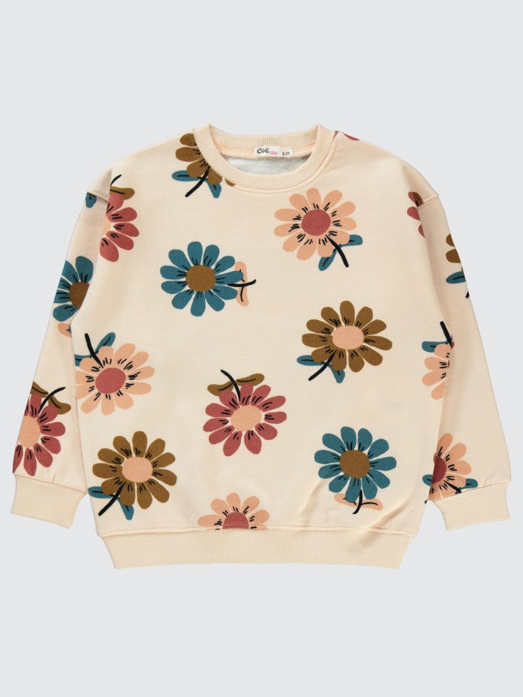 Civil Girls Çiçek Empirme 10-13 Yaş Sweatshirt - Siyah