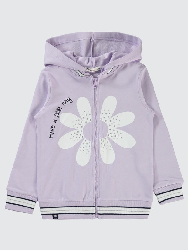 Civil Girls Papatya Baskılı 6-9 Yaş Hırka - Lila