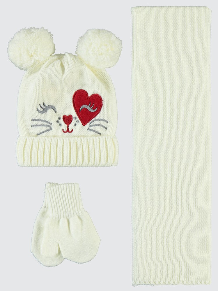 Civil Baby 6-24 Ay Atkı Bere Eldiven Set - Ekru