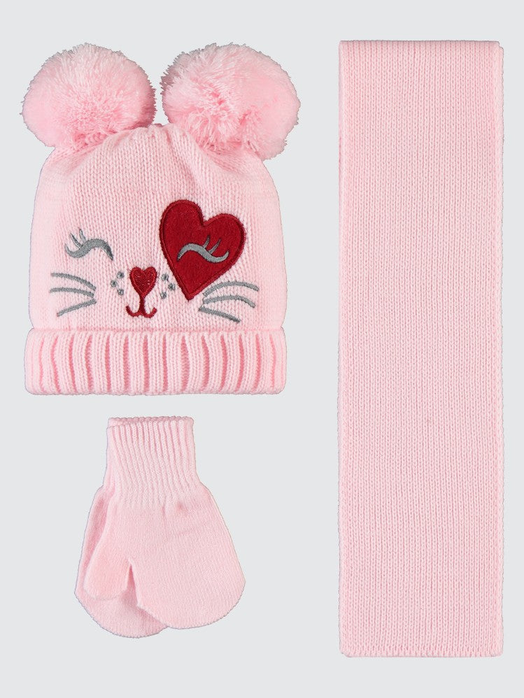 Civil Baby 6-24 Ay Atkı Bere Eldiven Set - Pembe