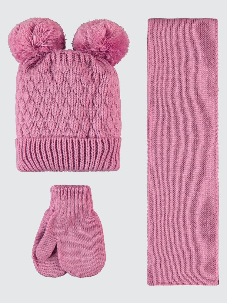 Civil Baby 6-24 Ay Atkı Bere Eldiven Set - Pembe