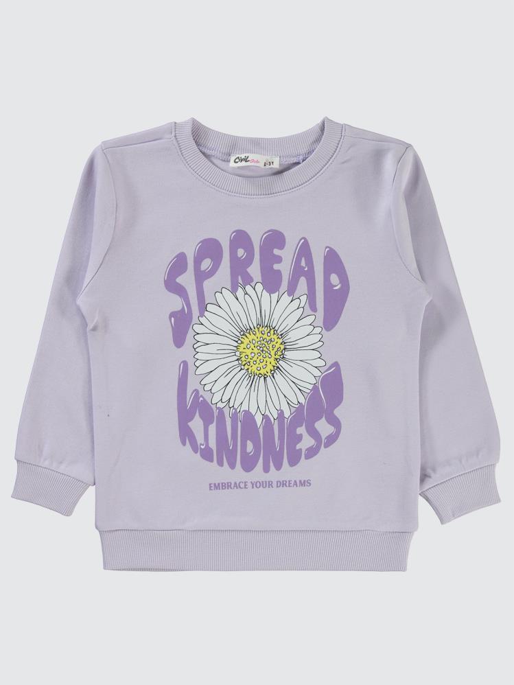 Civil Girls Papatya Baskılı 2-5 Yaş Sweatshirt - Lila