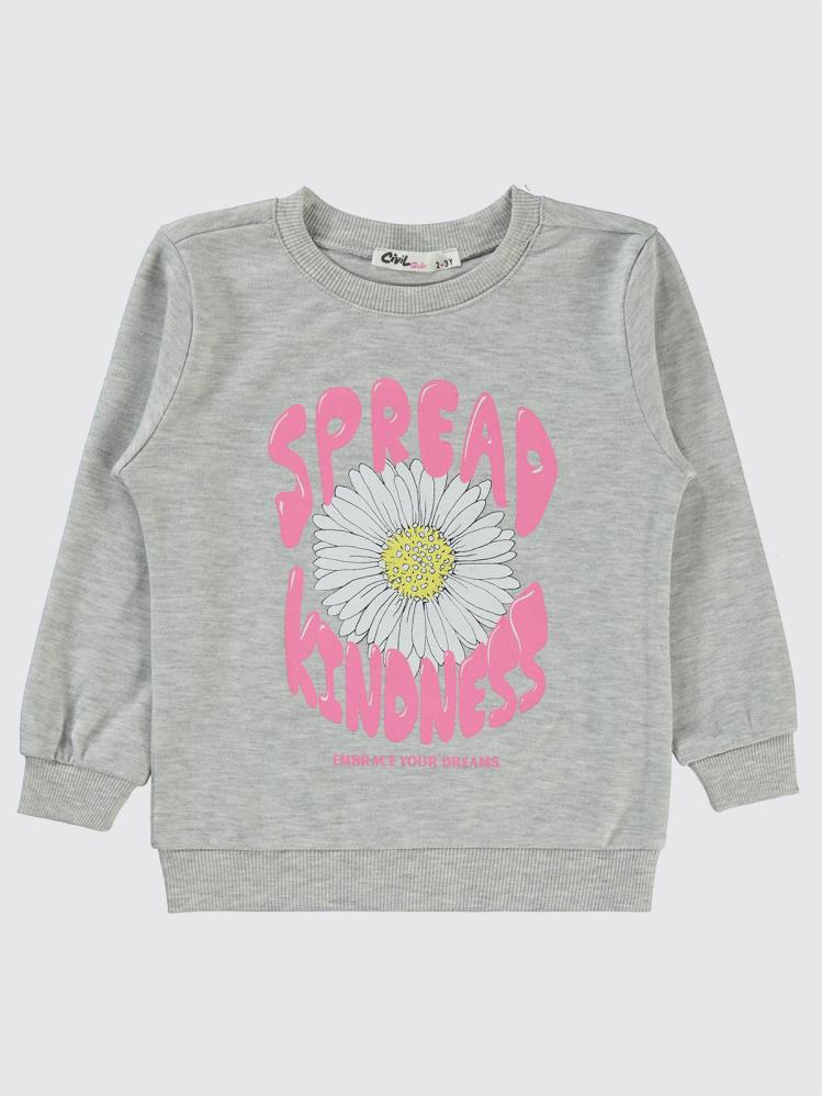Civil Girls Papatya Baskılı 2-5 Yaş Sweatshirt - Gri