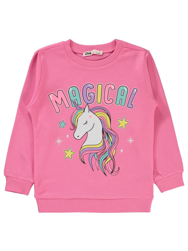 Civil Girls Magıcal Baskılı 2-5 Yaş Sweatshirt - Pembe