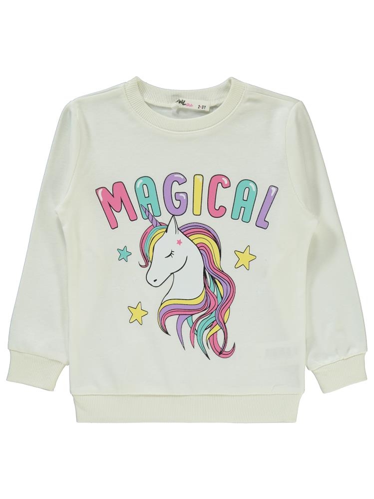 Civil Girls Magıcal Baskılı 2-5 Yaş Sweatshirt - Ekru