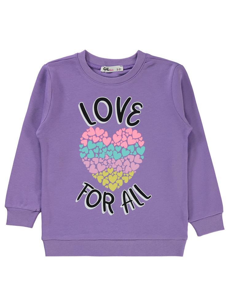 Civil Girls Love For All Baskılı 2-5 Yaş Sweatshirt - Lila