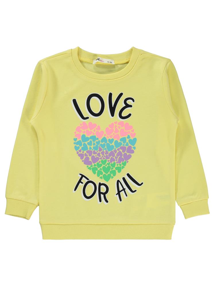 Civil Girls Love For All Baskılı 2-5 Yaş Sweatshirt - Sarı