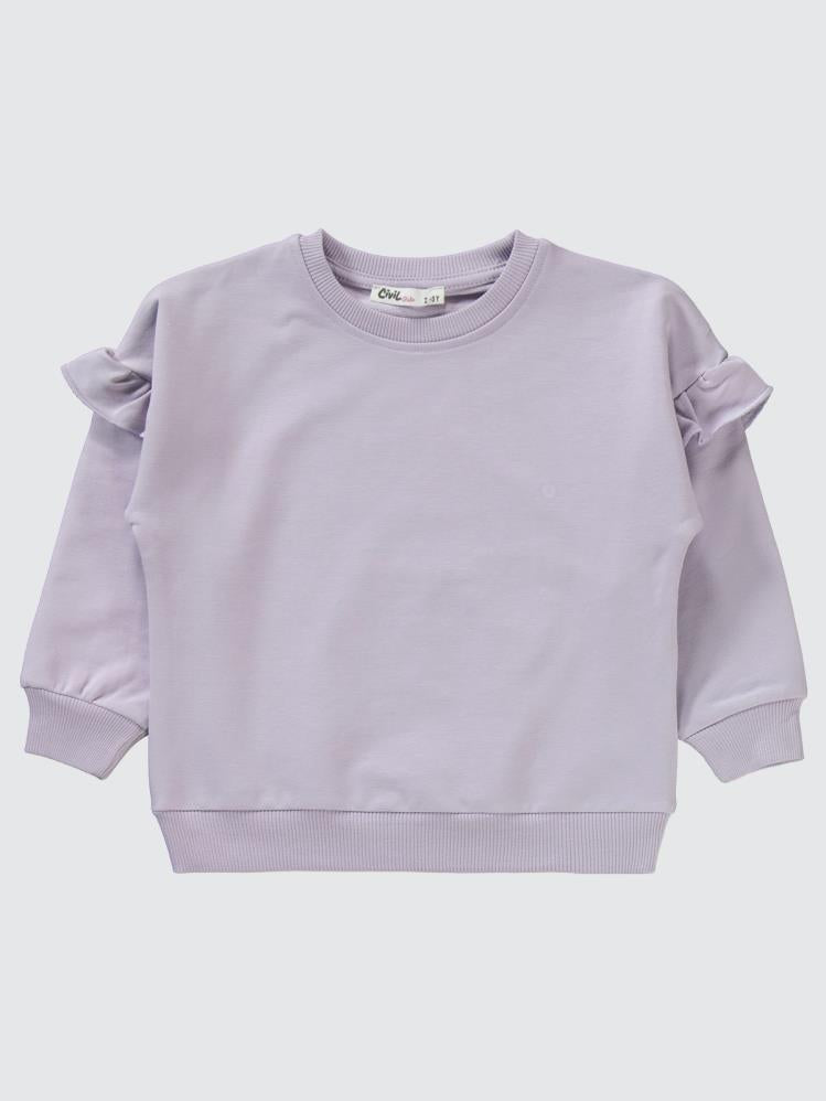 Civil Girls Kolu Fırfırlı 2-5 Yaş Eşofman Takımı - Lila