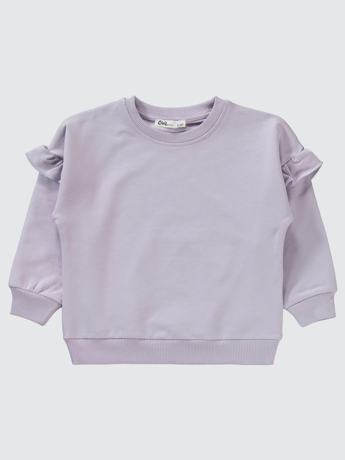 Civil Girls Kolu Fırfırlı 2-5 Yaş Eşofman Takımı - Lila
