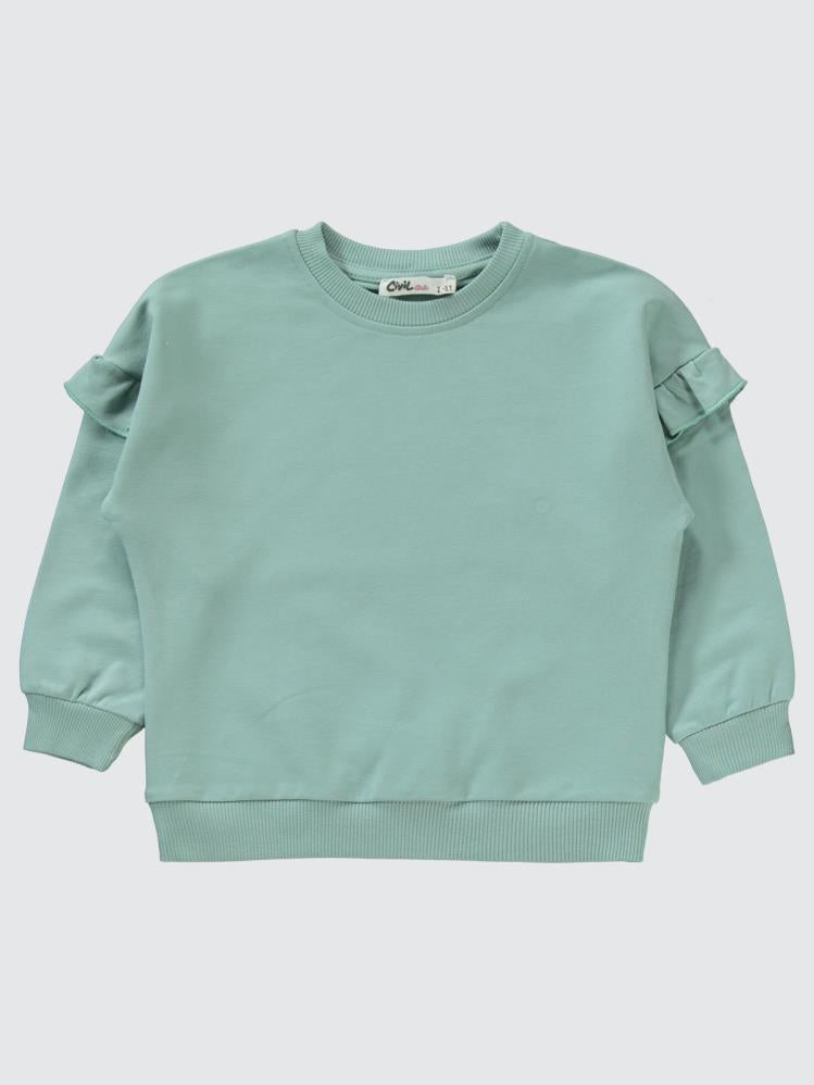 Civil Girls Kolu Fırfırlı 2-5 Yaş Eşofman Takımı - Yeşil