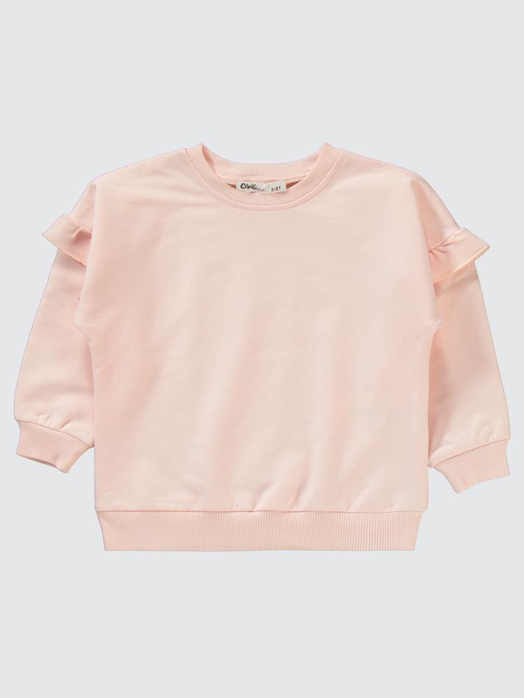 Civil Girls Kolu Fırfırlı 2-5 Yaş Eşofman Takımı - Pudra