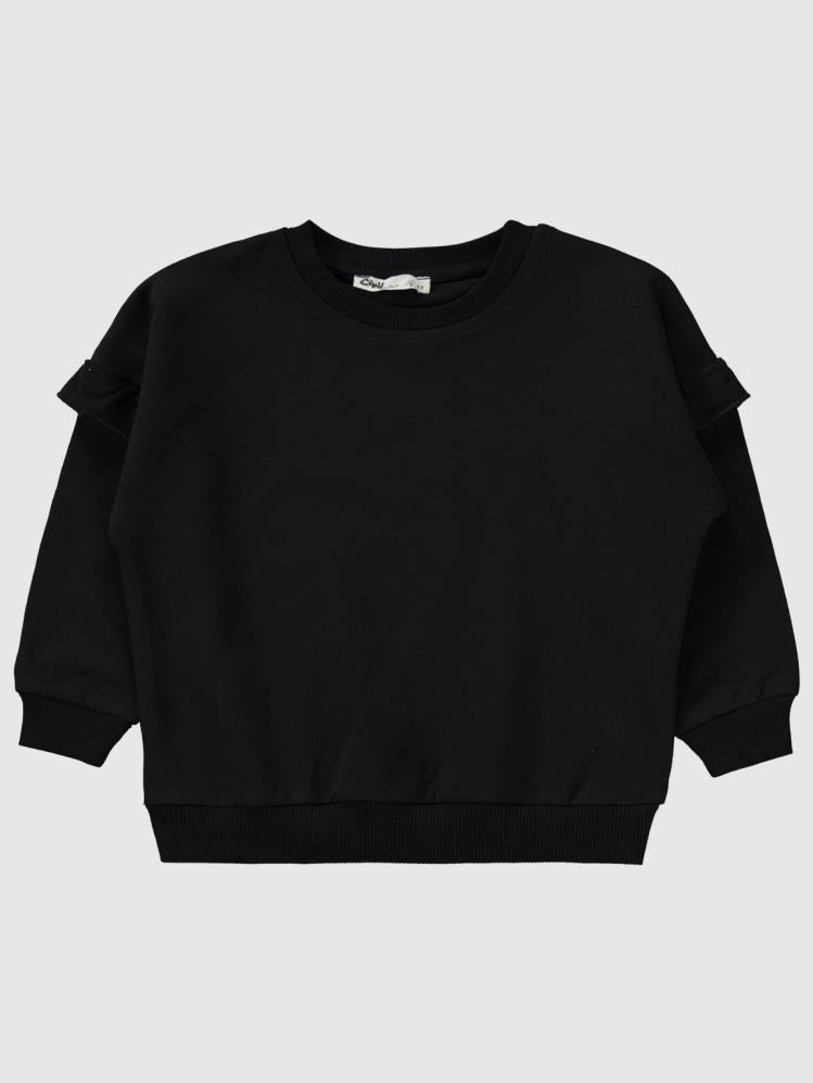 Civil Girls Kolu Fırfırlı 2-5 Yaş Eşofman Takımı - Siyah