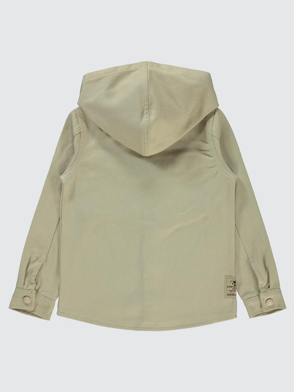 Civil Boys Çift Çepli Armalı Kapşonlu 10-13 Yaş Gömlek - Bej