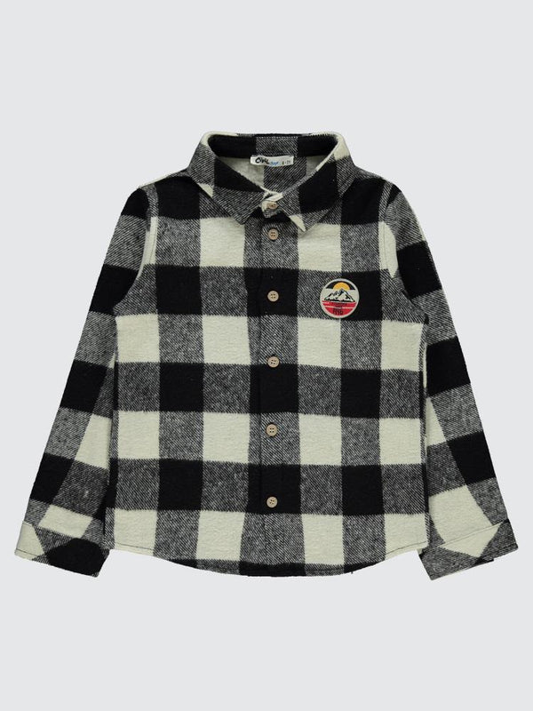 Civil Boys Armalı Ekoseli 6-9 Yaş Gömlek - Siyah