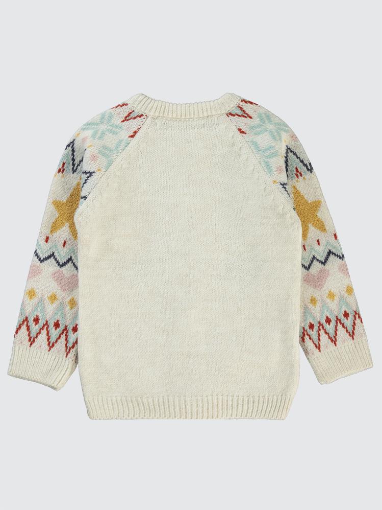 Civil Girls Geyik Nakışlı 2-5 Yaş Hırka - Ekru