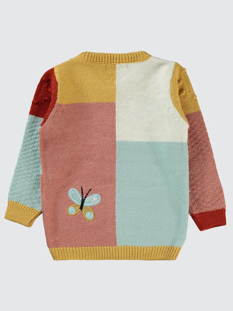 Civil Girls Kelebek Nakışlı 2-5 Yaş Hırka - Hardal