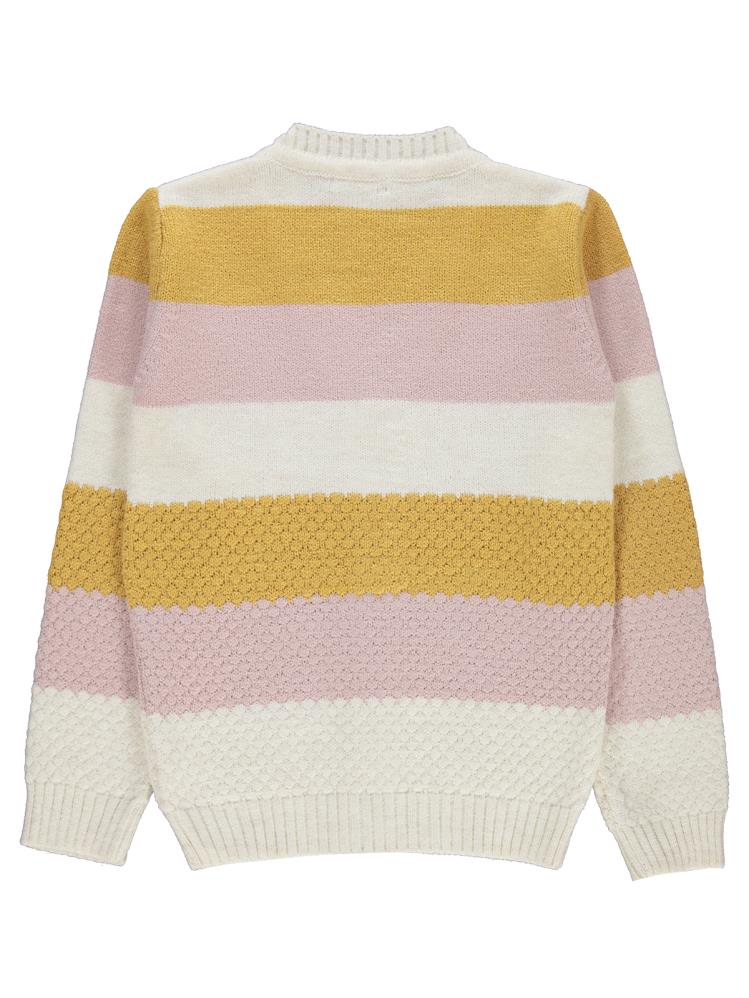 Civil Girls Çizgili 10-13 Yaş Hırka - Ekru