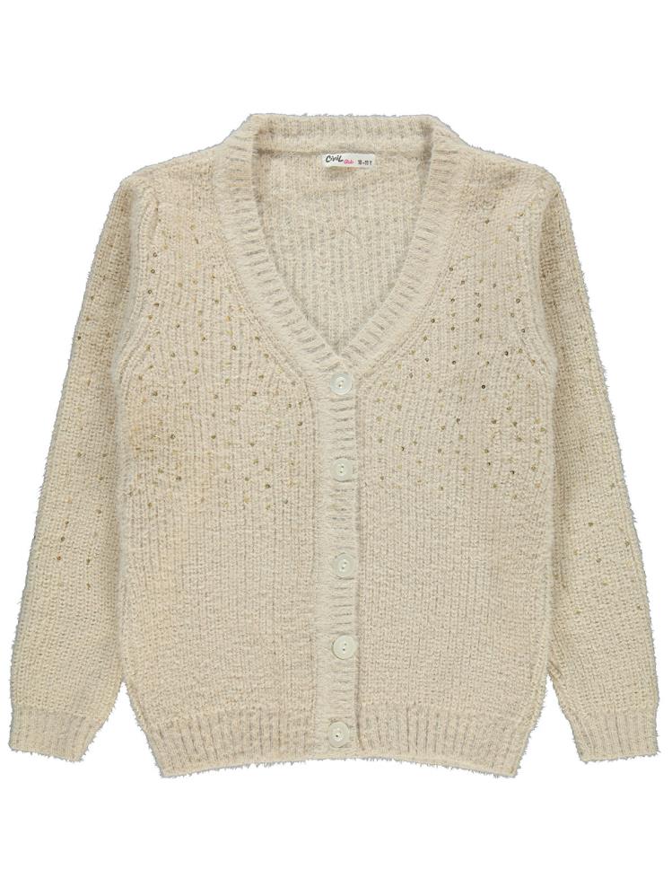 Civil Girls Pul Nakışlı 10-13 Yaş Hırka - Bej