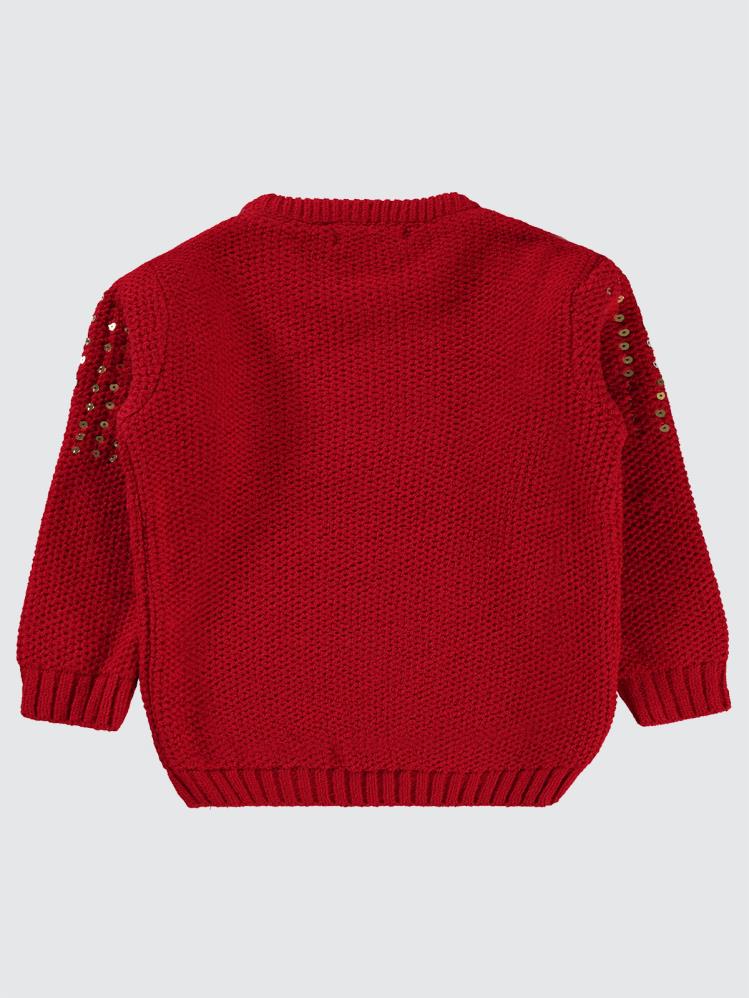 Civil Girls Geyik Nakışlı 2-5 Yaş Kazak - Kırmızı