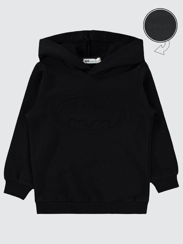 Batman Gofre Baskılı 2-5 Yaş Sweatshirt - Siyah