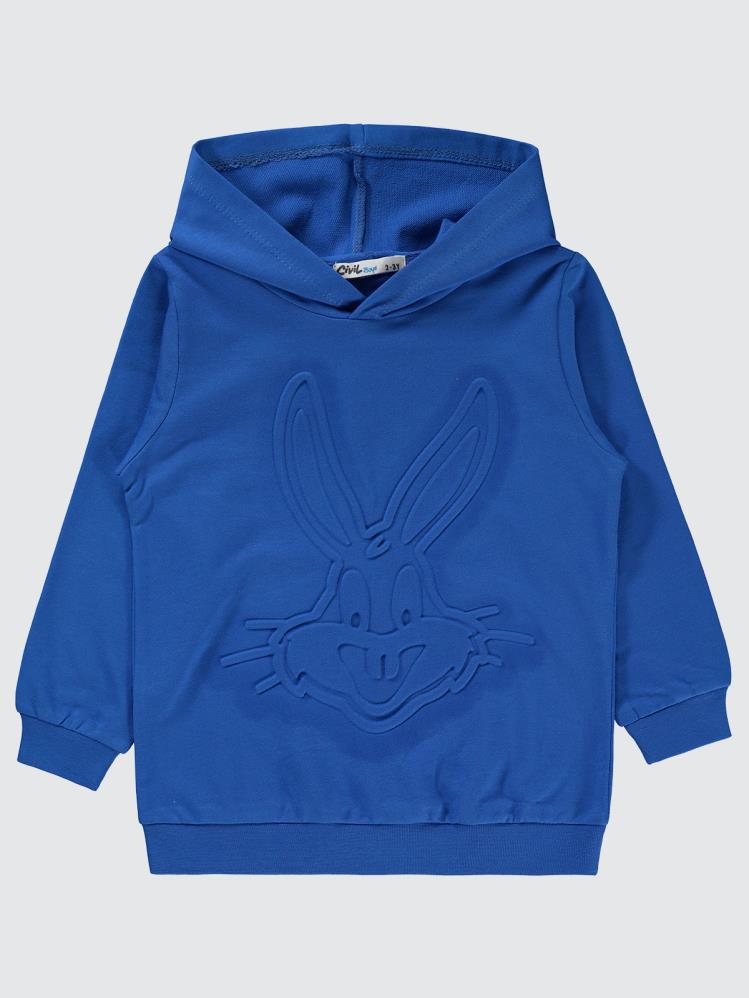 Bugs Buny Gofre Baskılı 2-5 Yaş Sweatshirt - Mavi
