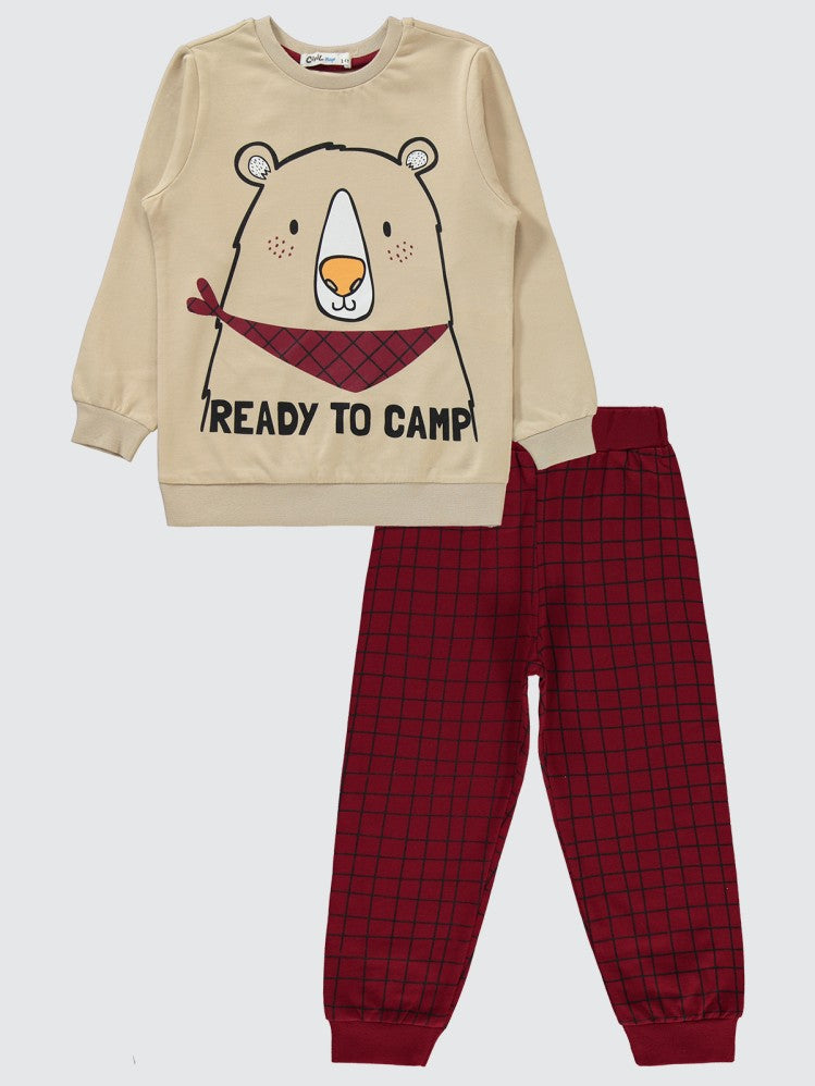 Civil Boys Ready To Camp Baskılı 2-5 Yaş Eşofman Takımı - Bordo