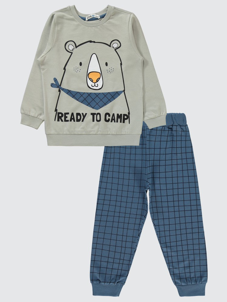 Civil Boys Ready To Camp Baskılı 2-5 Yaş Eşofman Takımı - Mavi