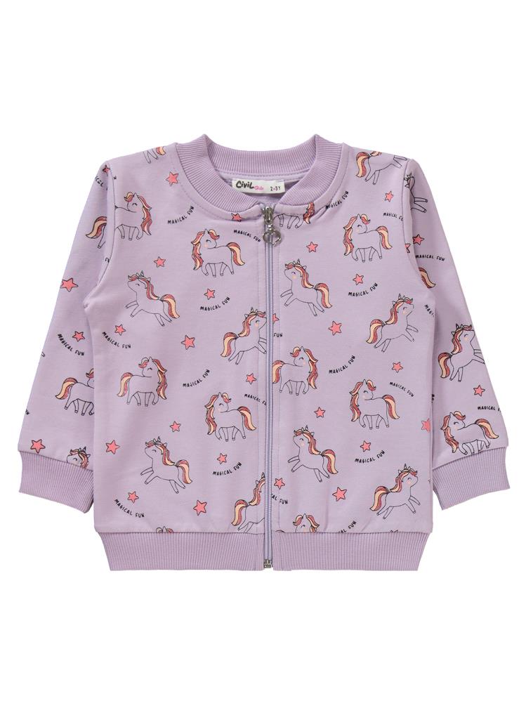 Civil Girls Simli Unicorn Baskılı 2-5 Yaş Eşofman Takımı - Lila