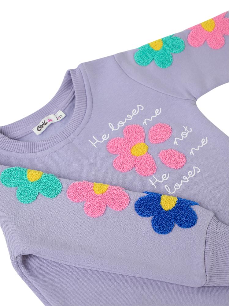 8929 Civil Girls Papatya Süzene 2-5 Yaş Eşofman Takımı - Lila