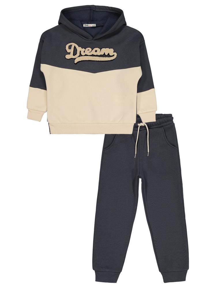 8933 Civil Girls Dream Baskılı 6-9 Yaş Eşofman Takımı - Gri
