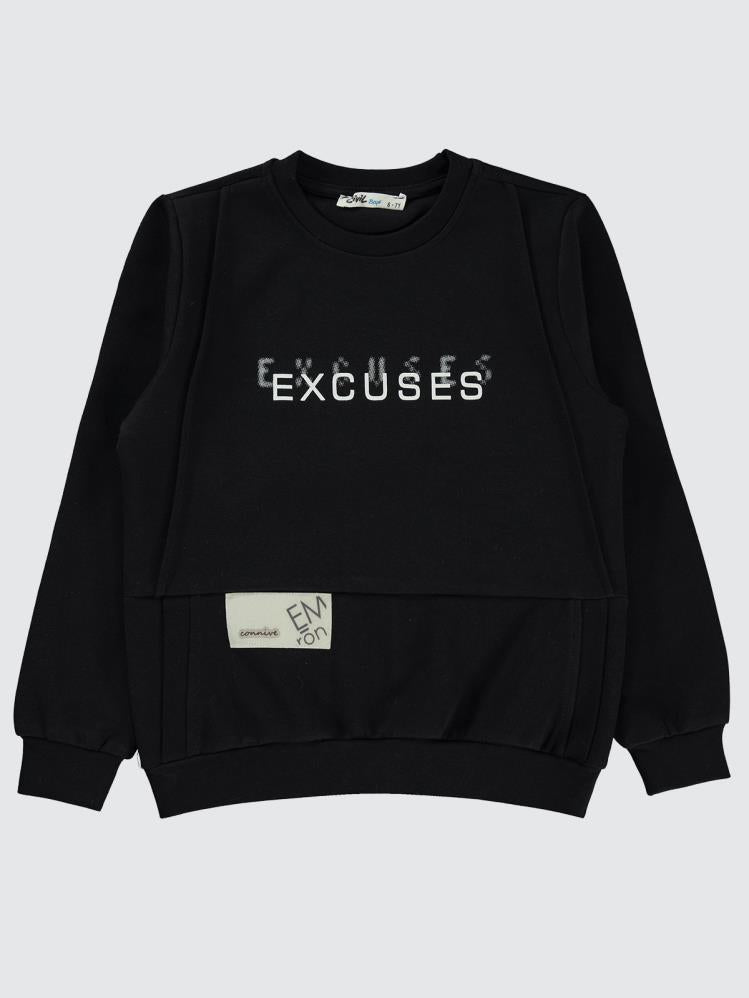 Civil Boys Excuses Baskılı 10-13 Yaş Sweatshirt - Siyah