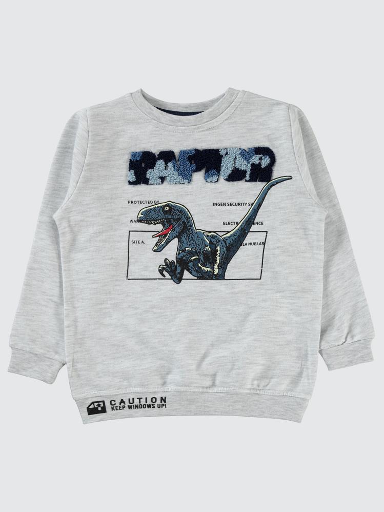 Civil Boys Raptor Dinazor Baskılı 2-5 Yaş Sweatshirt - Gri