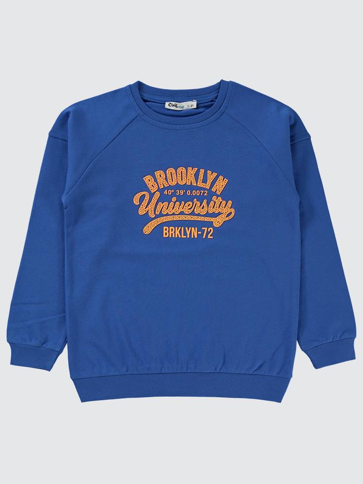 Civil Boys Brokoklyn Nakışlı 6-9 Yaş Sweatshirt - Mavi
