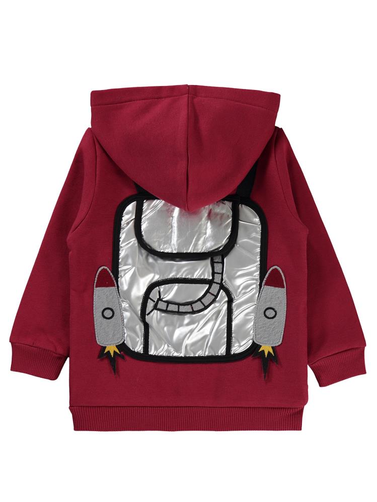 Civil Boys Roket Çanta Baskılı 2-5 Yaş Hırka - Bordo