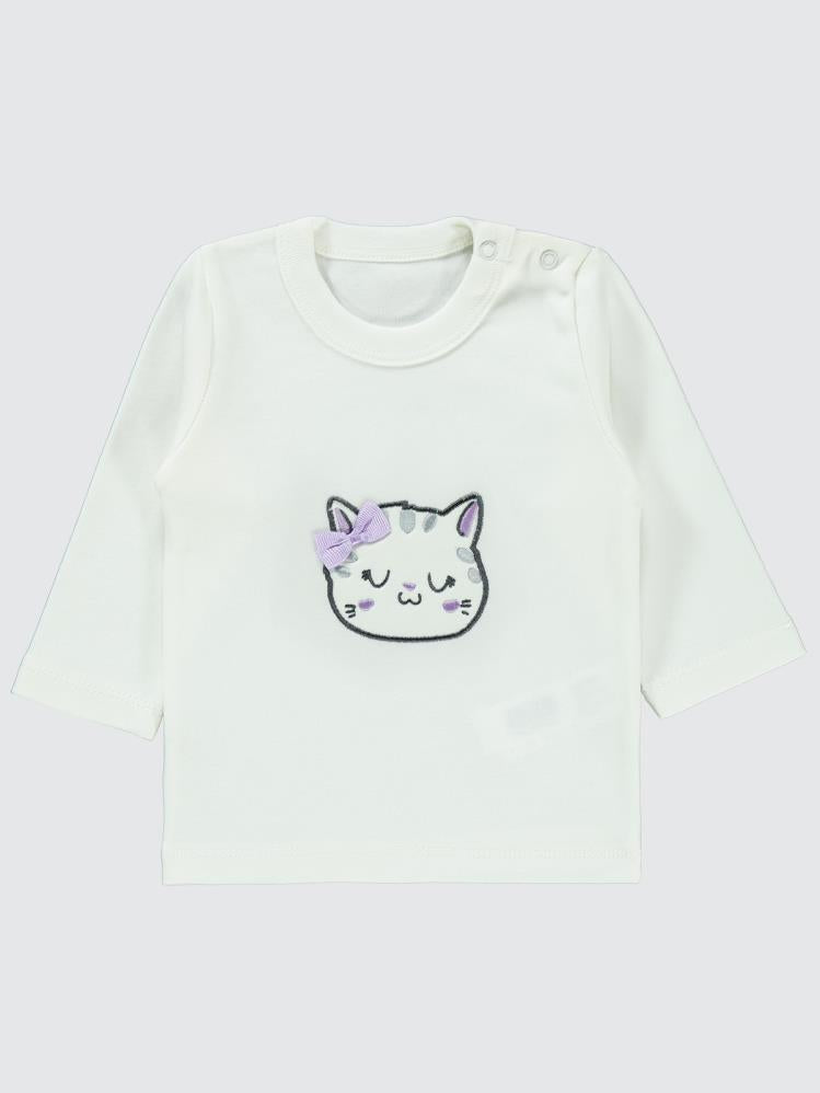 Civil Baby Kedi Nakışlı 3 lü 6-18 Ay Takım - Lila