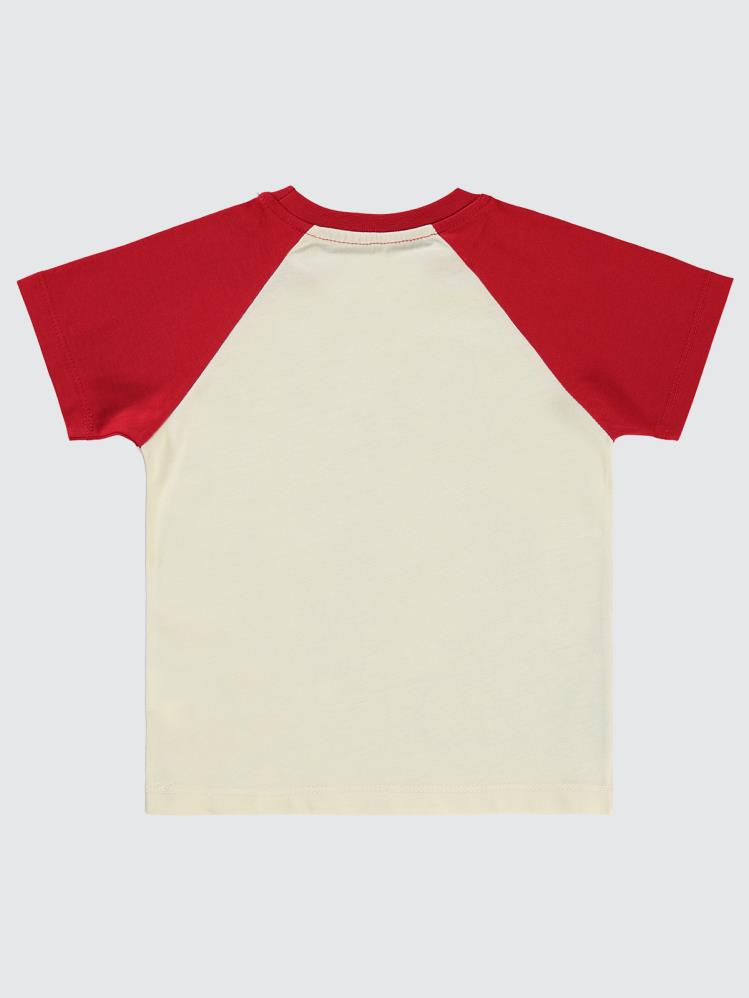 Civil Boys Dozer Baskılı Reglan Kol 2-5 Yaş Tişört - Kırmızı