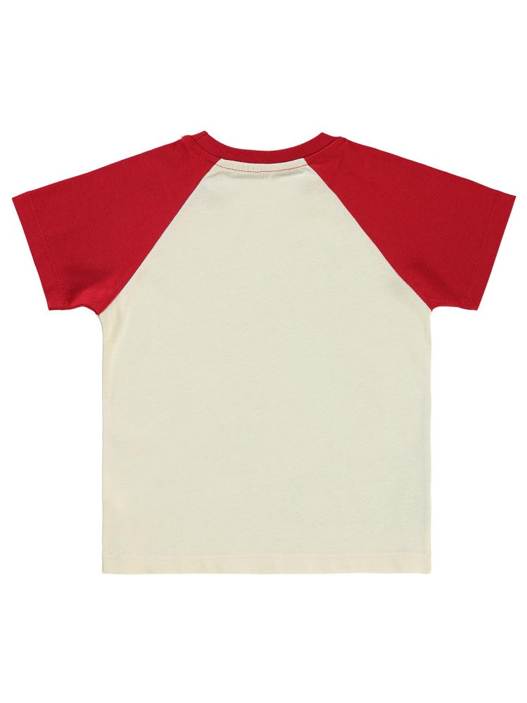 Civil Boys Dozer Baskılı Reglan Kol 2-5 Yaş Tişört - Kırmızı