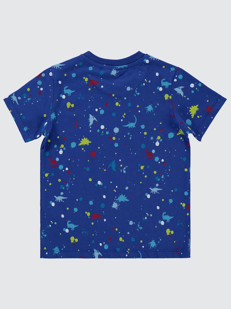 Civil Boys Sıçratma Dino Baskılı Empirme 2-5 Yaş Tişört - Lacivert